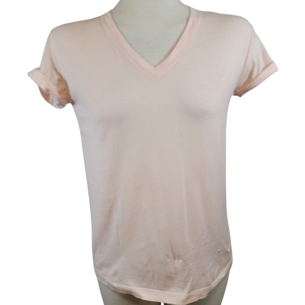 T Alexander Wang Top Womans  Peachy Pink V Neck Over Tee Basic Comfort